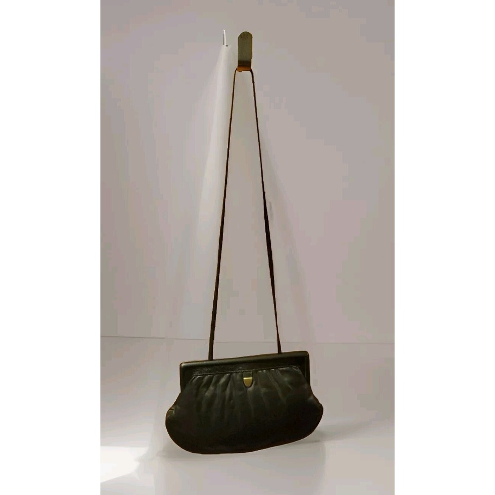 Vintage Etienne Aigner Black Leather Croc Trim Crossbody Spring Closure purse - Picture 1 of 7